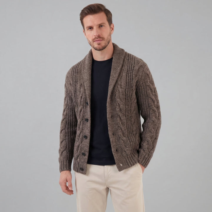 Cardigan da uomo in lana lavorata a maglia