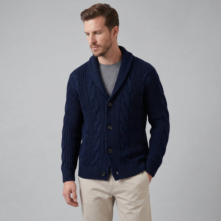 Cardigan da uomo in lana lavorata a maglia