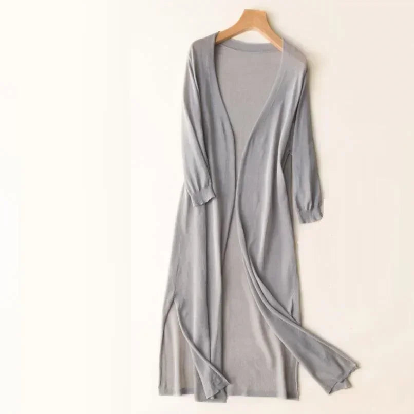 Women's Longline Flowing Cardigan – Grey