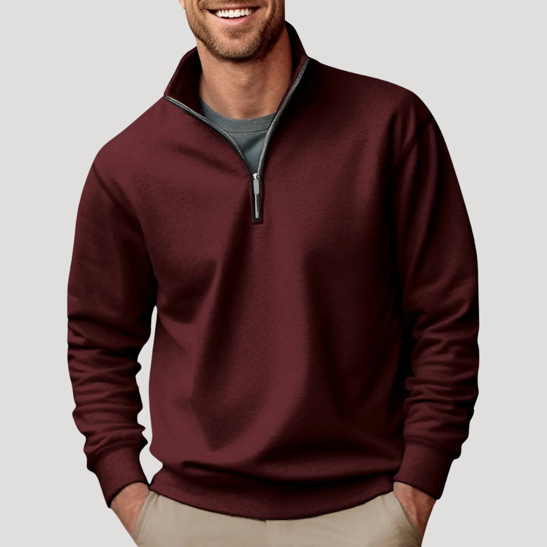 Sudadera ligera de algodón con media cremallera para hombre: transpirable y versátil