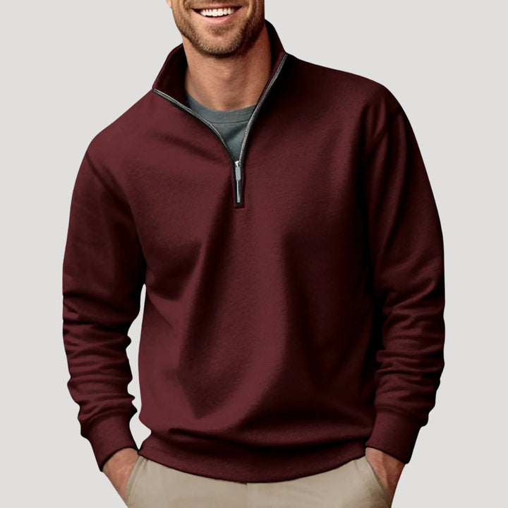 Sudadera ligera de algodón con media cremallera para hombre: transpirable y versátil