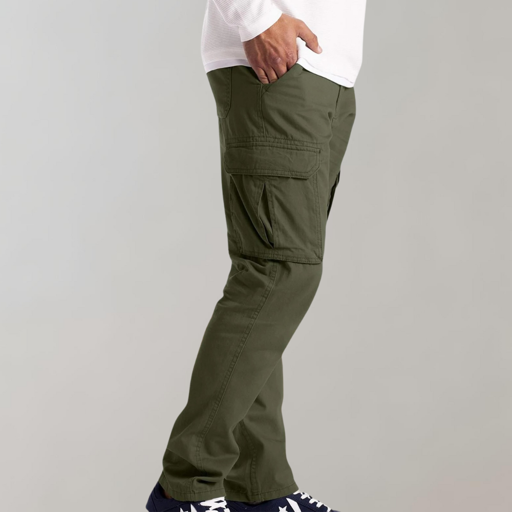 Men's Slim Fit Cargo Trousers with Multiple Pockets
