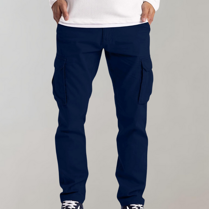 Men's Slim Fit Cargo Trousers with Multiple Pockets