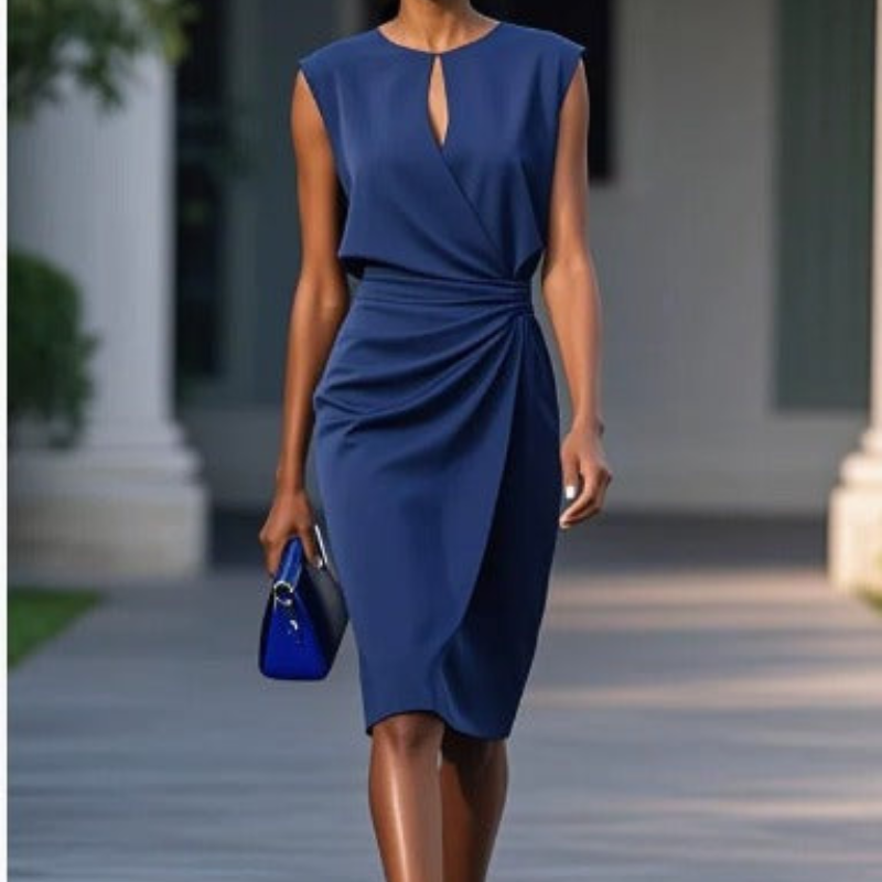 Laurena - Women's Flowing Midi Dress Elegant Drape