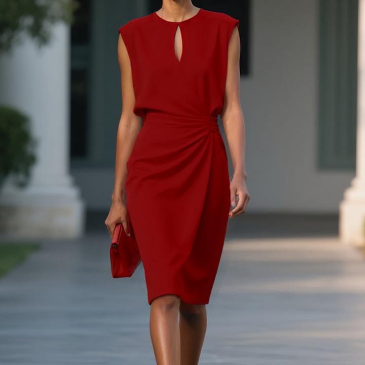 Laurena - Women's Flowing Midi Dress Elegant Drape