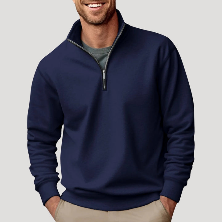 Sudadera ligera de algodón con media cremallera para hombre: transpirable y versátil