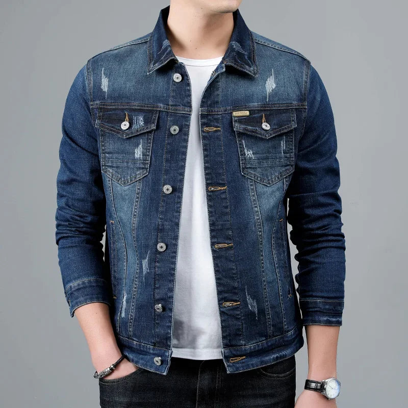 Chaqueta vaquera urbana deslavada para hombre