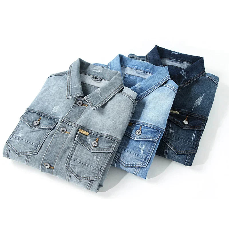 Chaqueta vaquera urbana deslavada para hombre