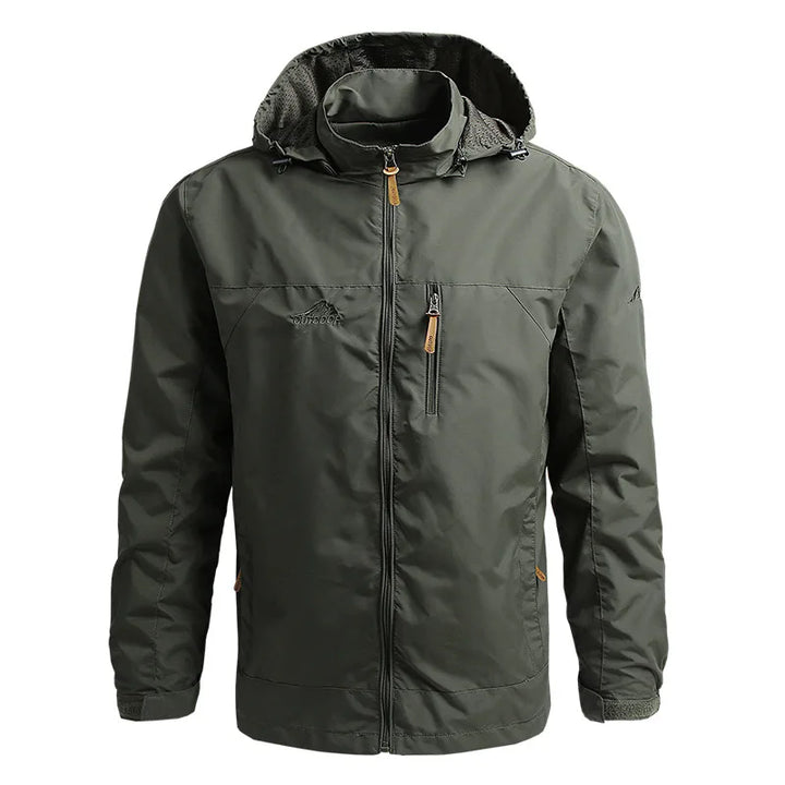 Chaqueta masculina con capucha y cremallera, repelente al agua