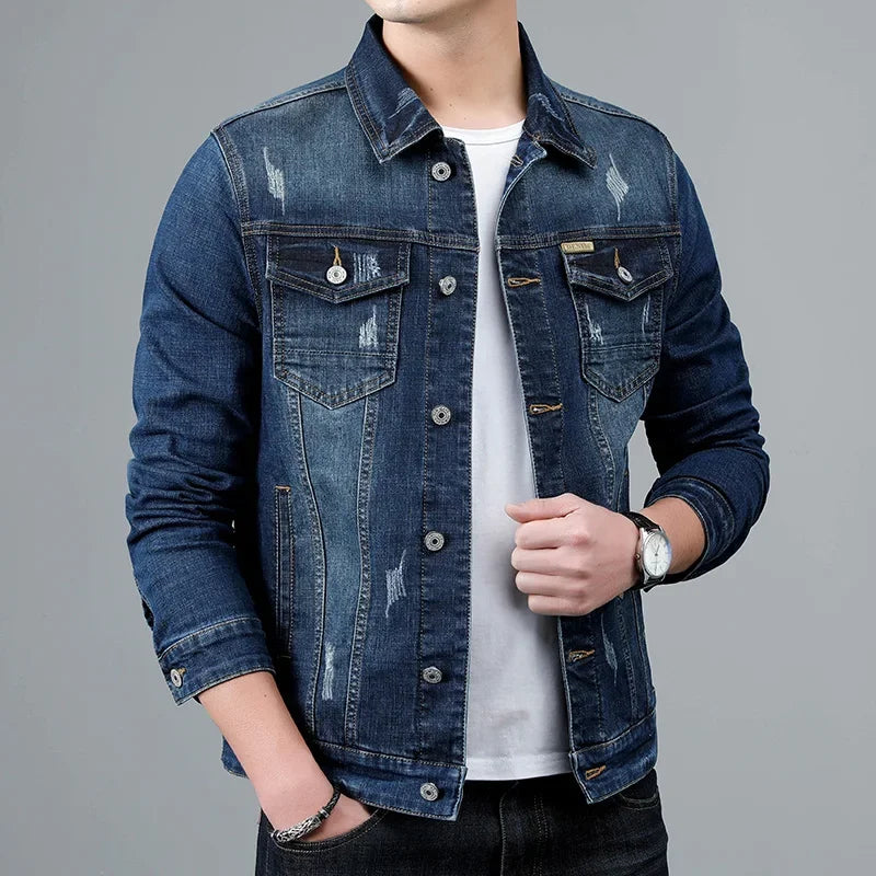 Chaqueta vaquera urbana deslavada para hombre