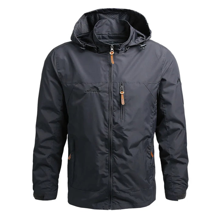 Chaqueta masculina con capucha y cremallera, repelente al agua