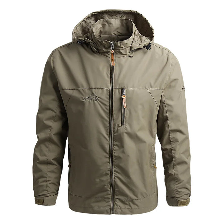 Chaqueta masculina con capucha y cremallera, repelente al agua