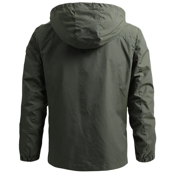 Chaqueta masculina con capucha y cremallera, repelente al agua