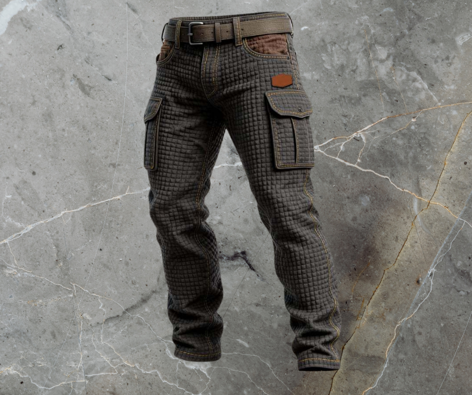 Men's Reinforced Cargo Trousers with Textured Weave