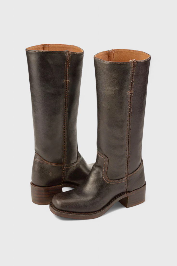 Ella - Bottes montantes en cuir à talons pour femme