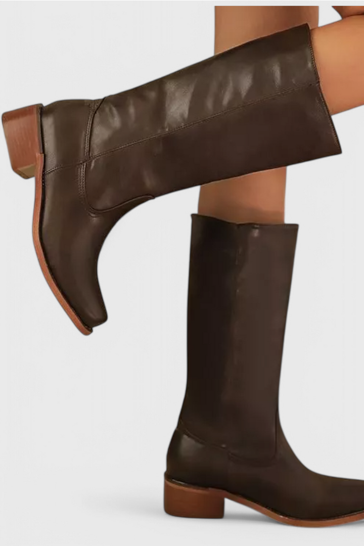 Ella - Bottes montantes en cuir à talons pour femme