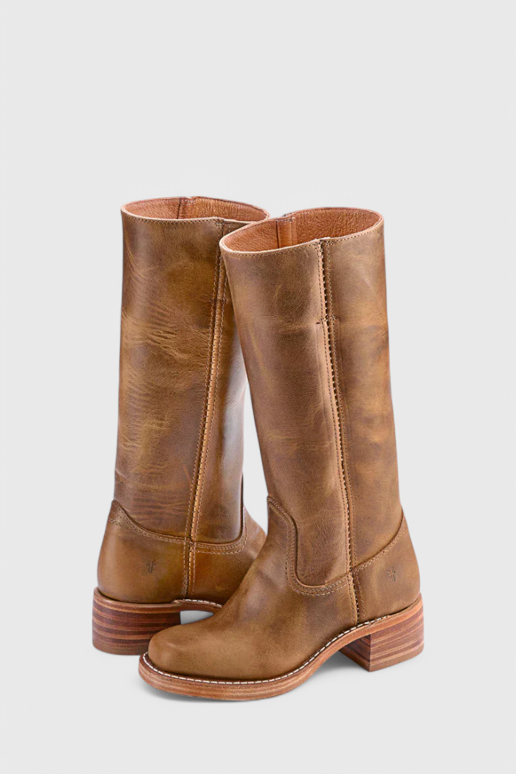Ella - Bottes montantes en cuir à talons pour femme