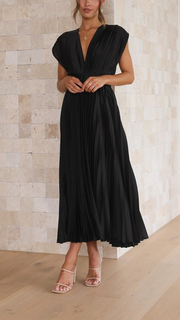 Annabelle - Women's Elegant Pleated Chiffon Maxi Dress