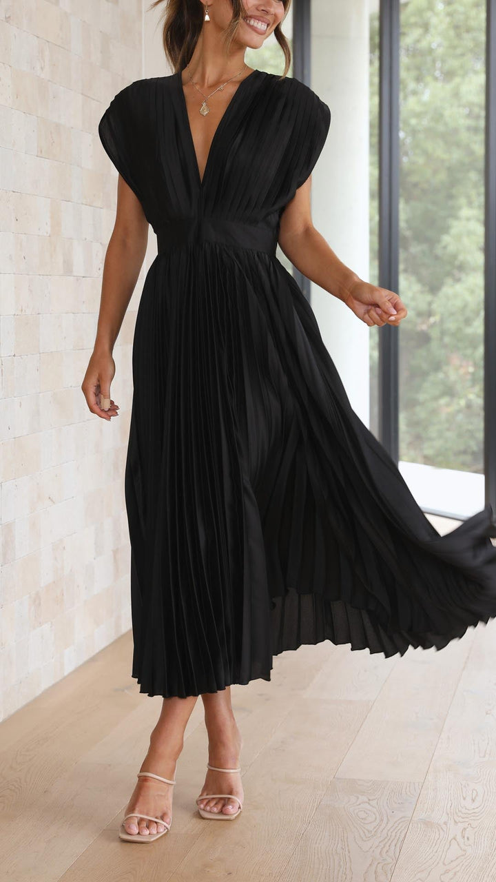 Annabelle - Women's Elegant Pleated Chiffon Maxi Dress