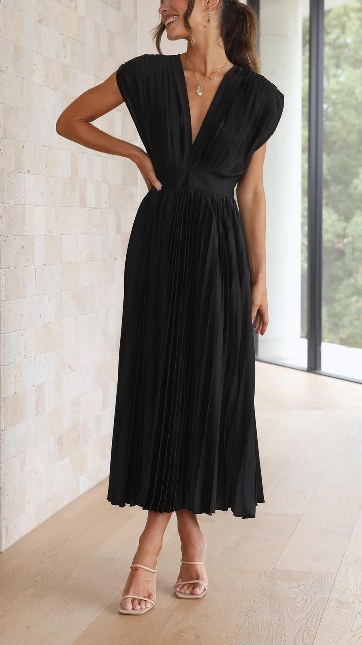 Annabelle - Women's Elegant Pleated Chiffon Maxi Dress