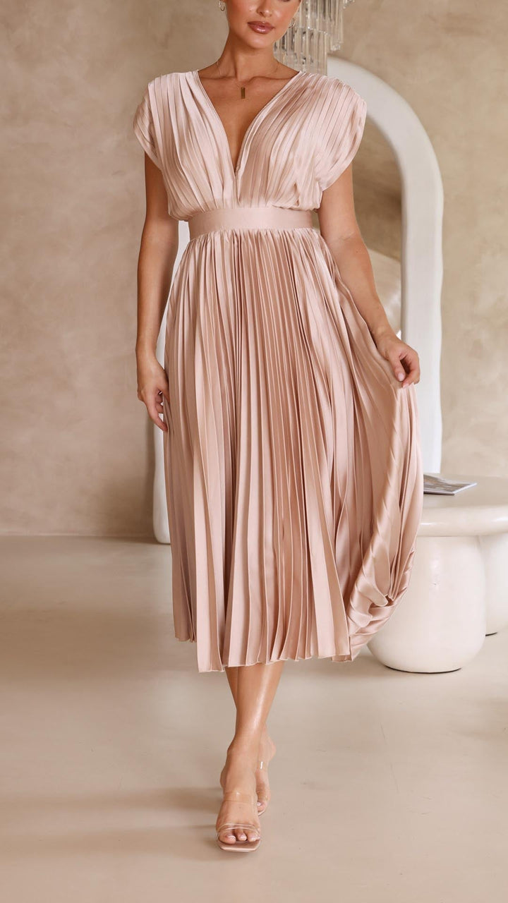 Annabelle - Women's Elegant Pleated Chiffon Maxi Dress