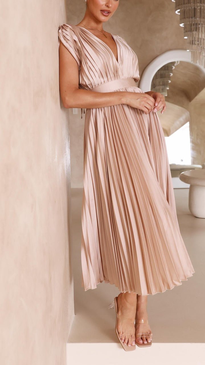 Annabelle - Women's Elegant Pleated Chiffon Maxi Dress