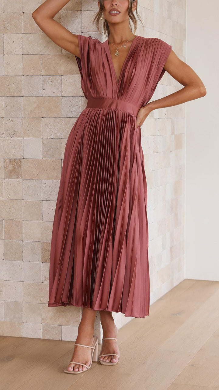 Annabelle - Women's Elegant Pleated Chiffon Maxi Dress