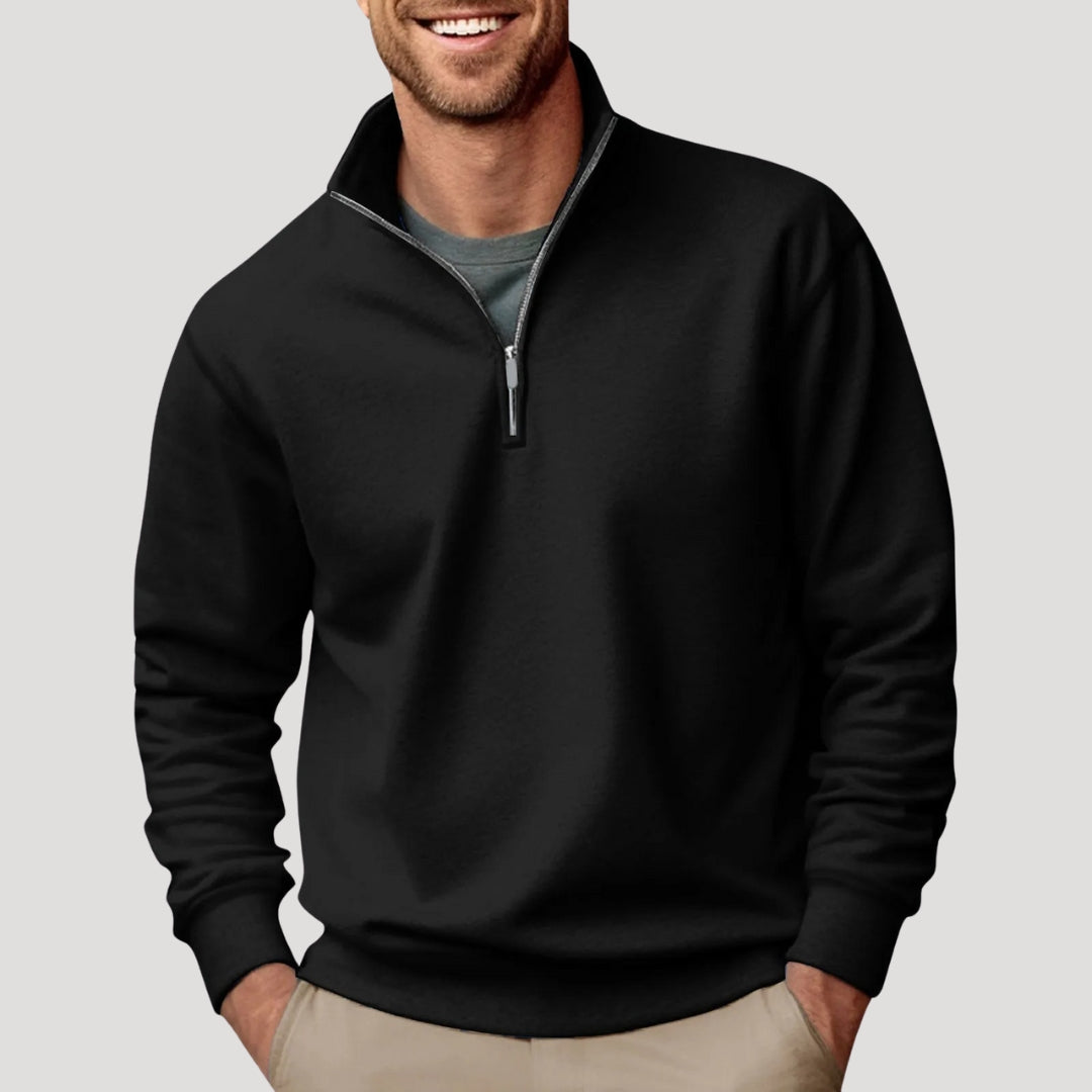 Sudadera ligera de algodón con media cremallera para hombre: transpirable y versátil