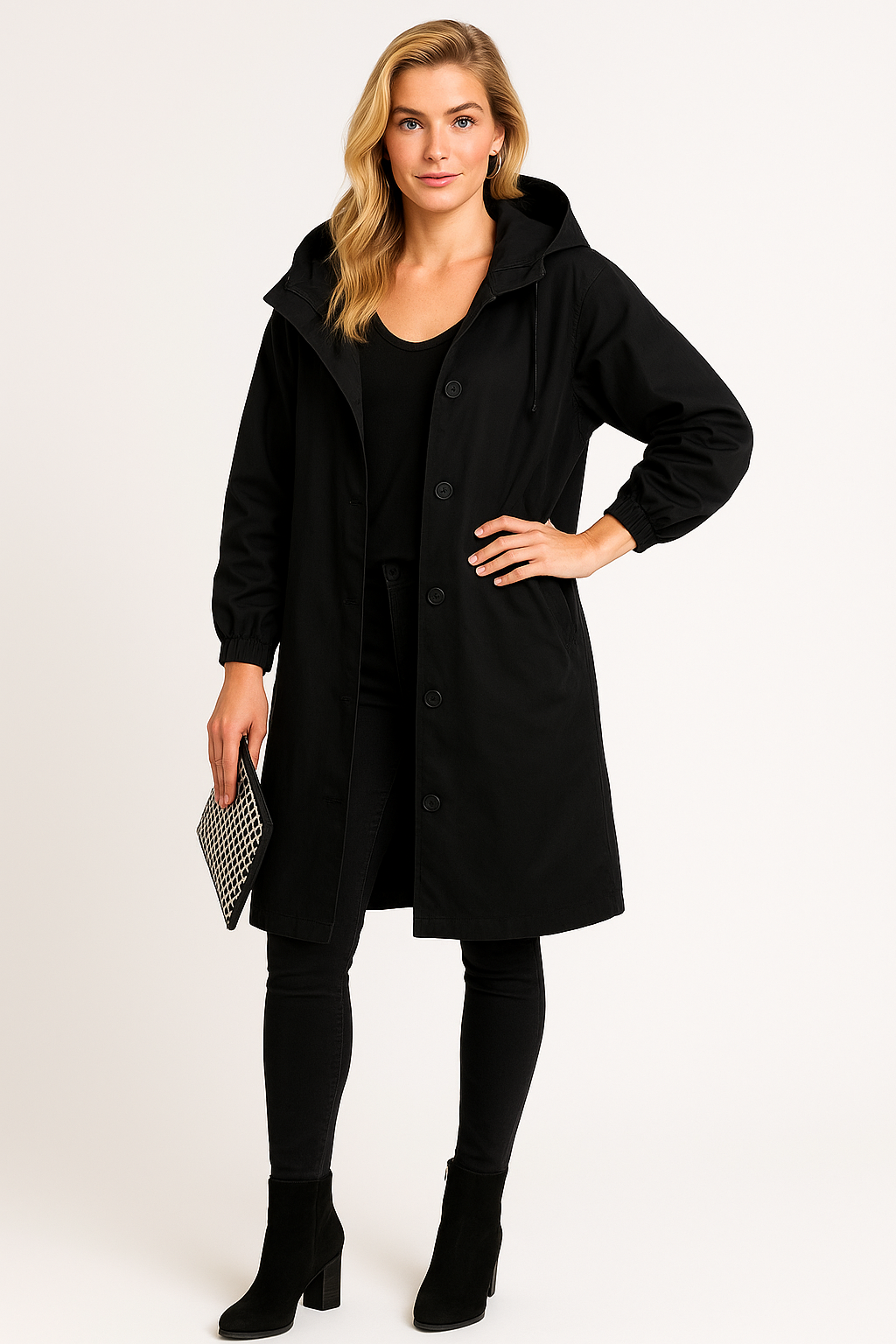 Chaqueta impermeable con botones delanteros para mujer