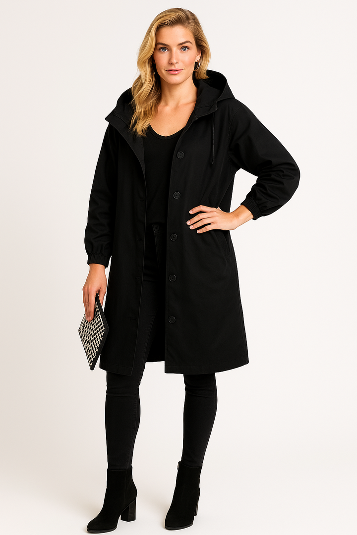 Chaqueta impermeable con botones delanteros para mujer