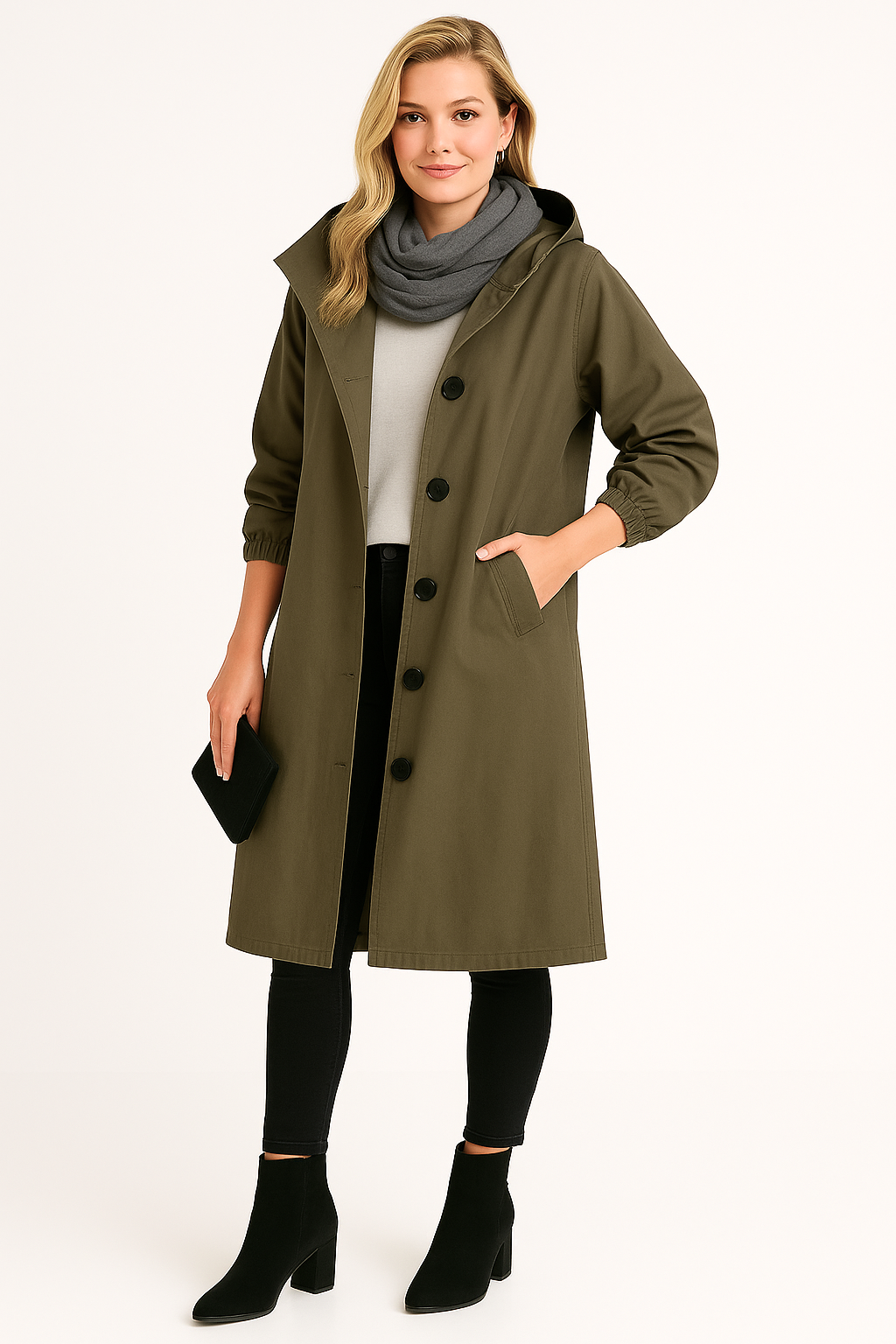 Chaqueta impermeable con botones delanteros para mujer