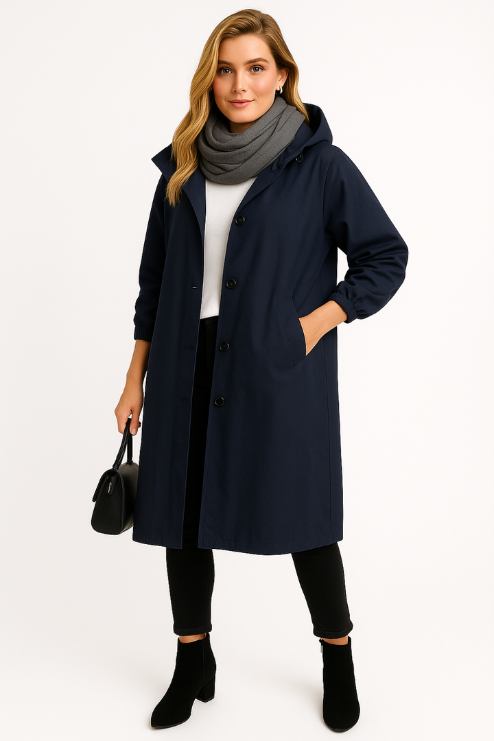 Chaqueta impermeable con botones delanteros para mujer