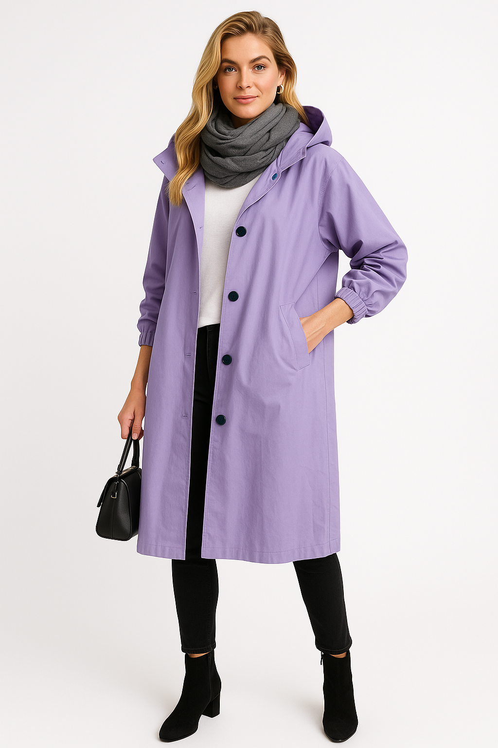Chaqueta impermeable con botones delanteros para mujer