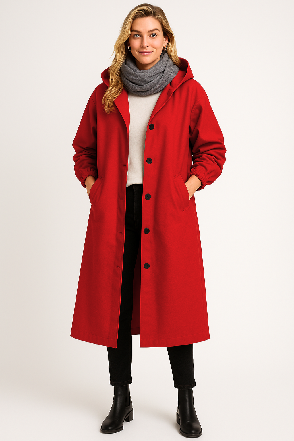 Chaqueta impermeable con botones delanteros para mujer