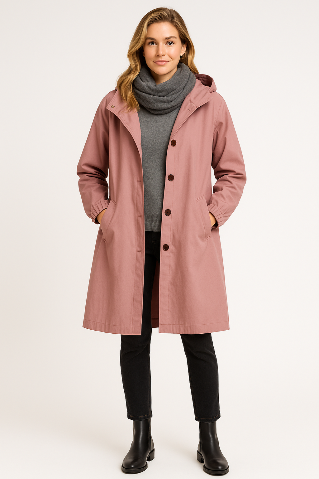 Chaqueta impermeable con botones delanteros para mujer