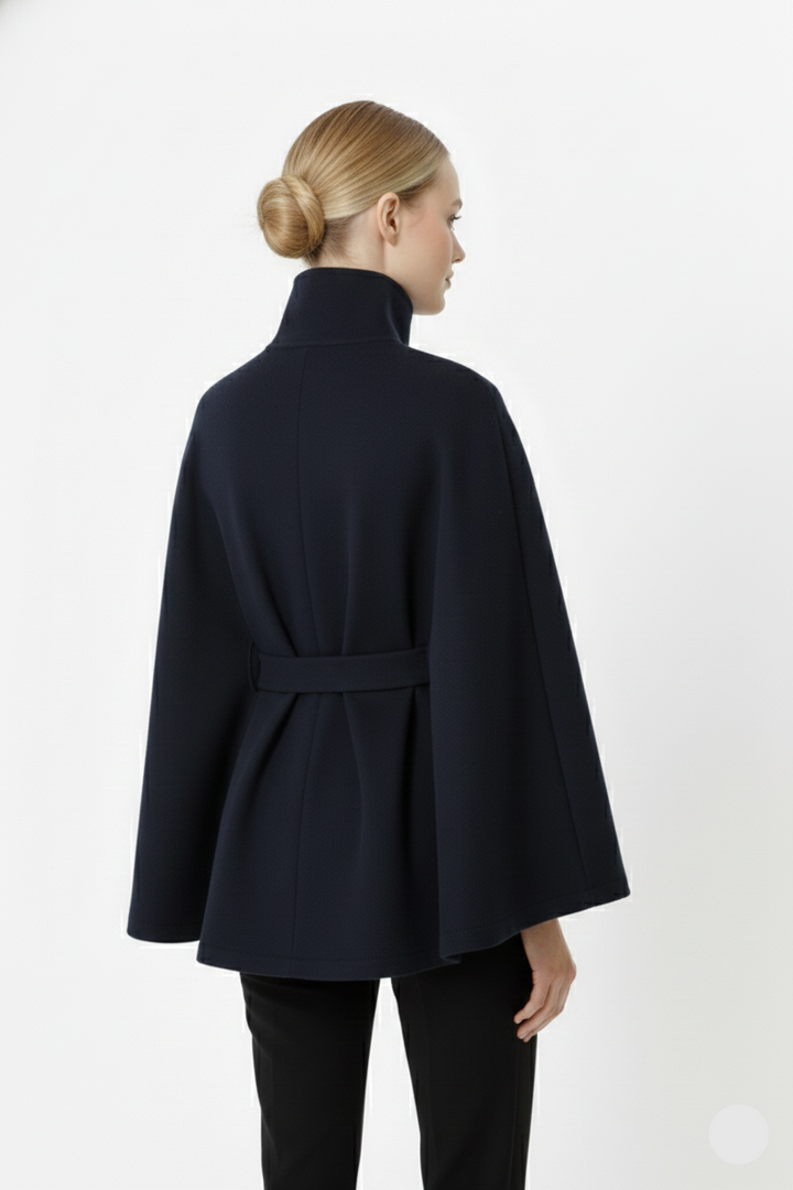 Women's Wool Coat with a High Neck and a Button Front