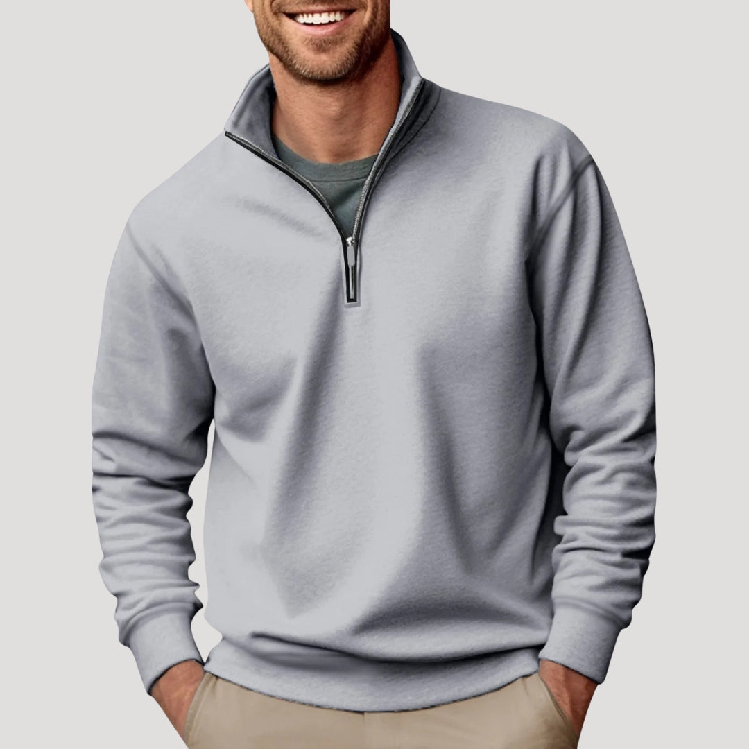 Sudadera ligera de algodón con media cremallera para hombre: transpirable y versátil