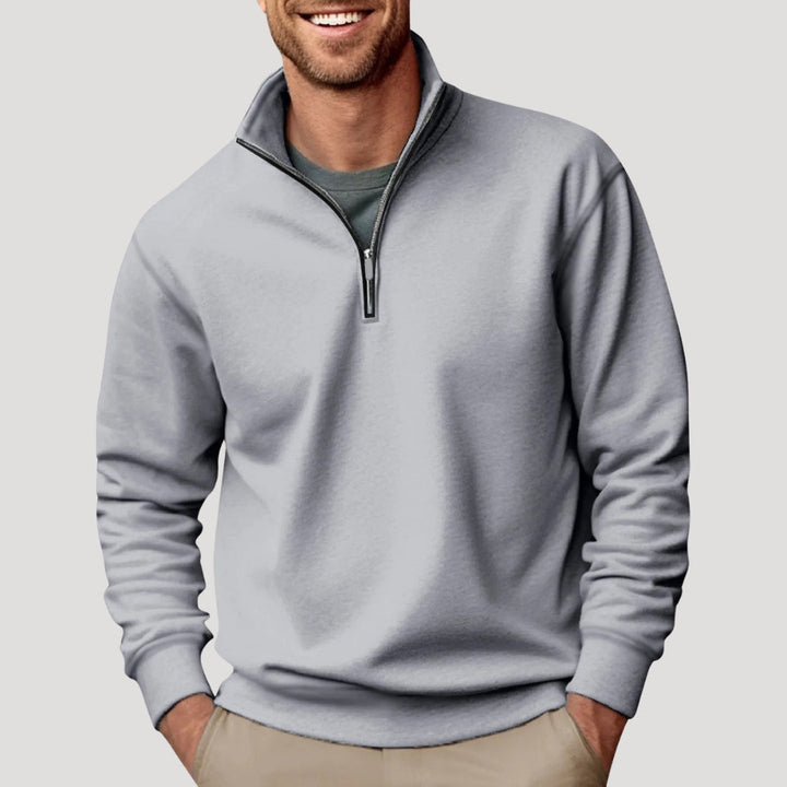 Sudadera ligera de algodón con media cremallera para hombre: transpirable y versátil