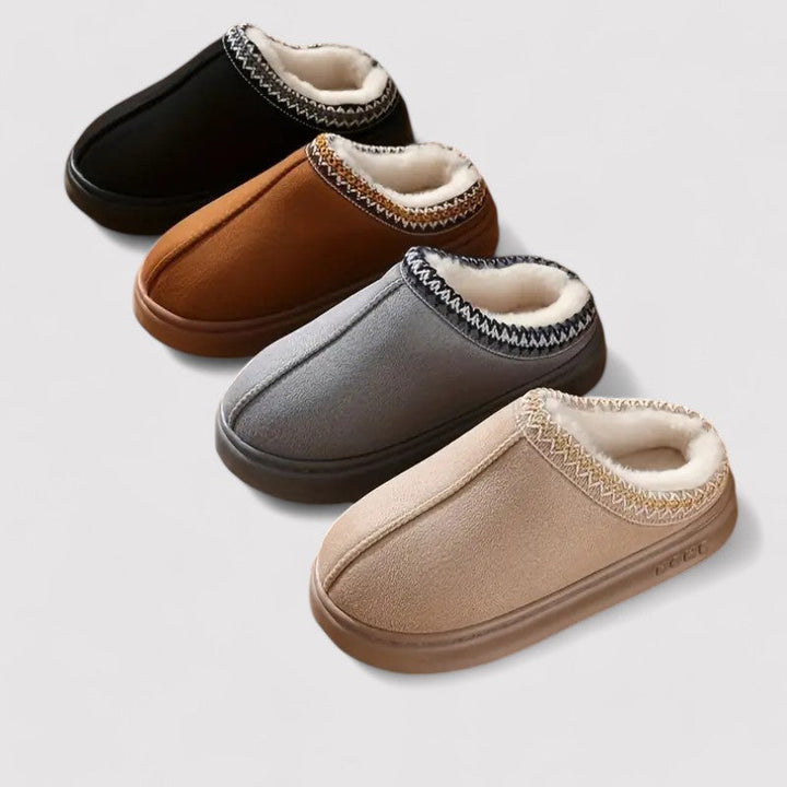 Chaussons d'intérieur à enfiler pour femme, doublés en matière moelleuse