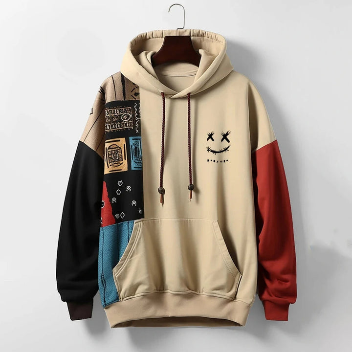 Men's Vintage Patchwork Streetwear Hoodie