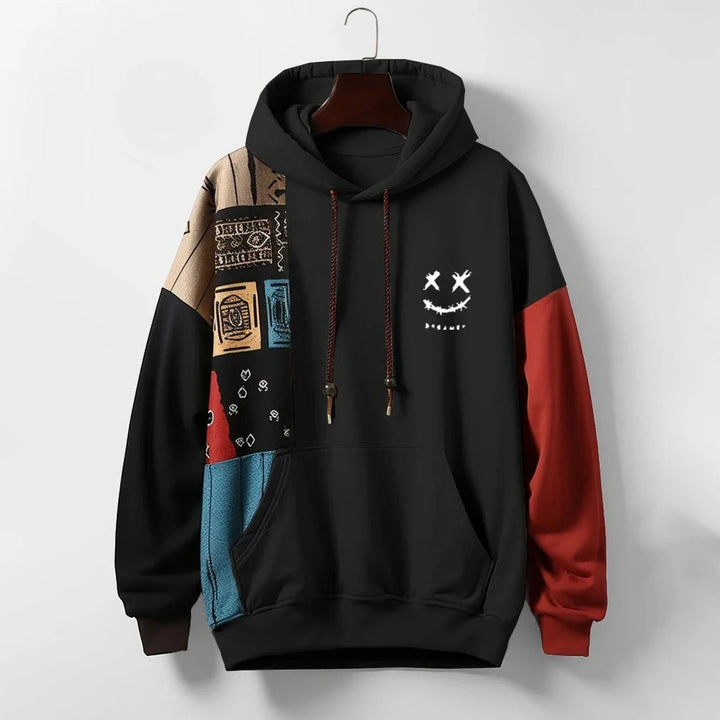 Men's Vintage Patchwork Streetwear Hoodie