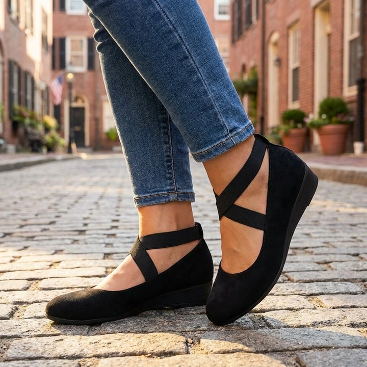 Women's Cushioned Wedge Sandals with Adjustable Cross Straps