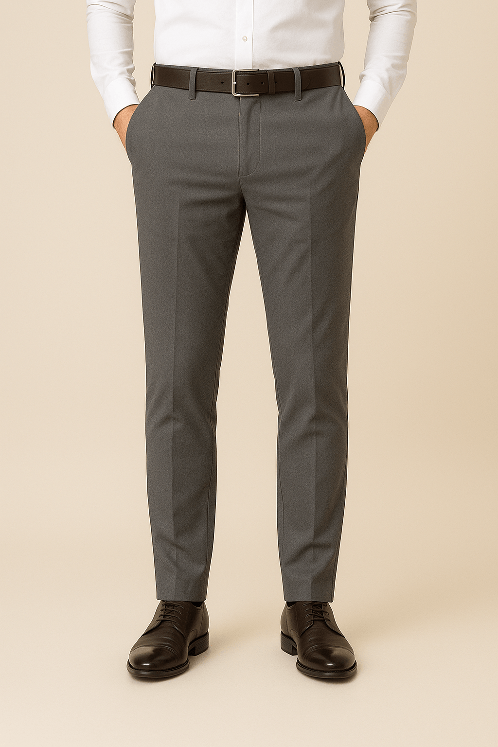 Men's Slim-Fit Trousers with Clean Front