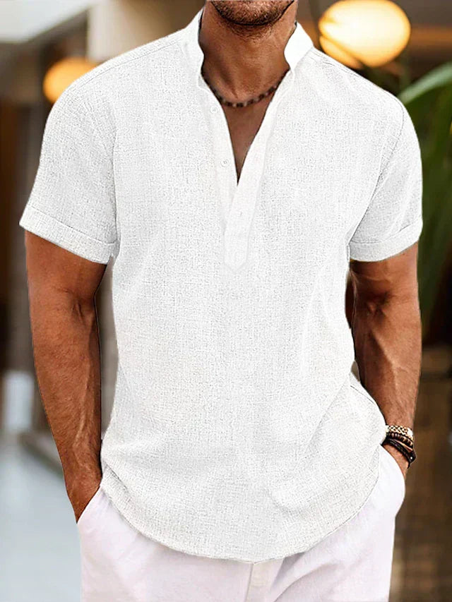 Men's Summer Henley Short Sleeve Shirt