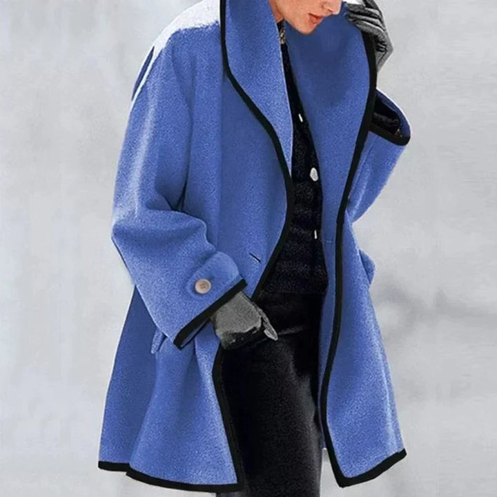 Women's Wool Trench Coat with Pockets – Blue