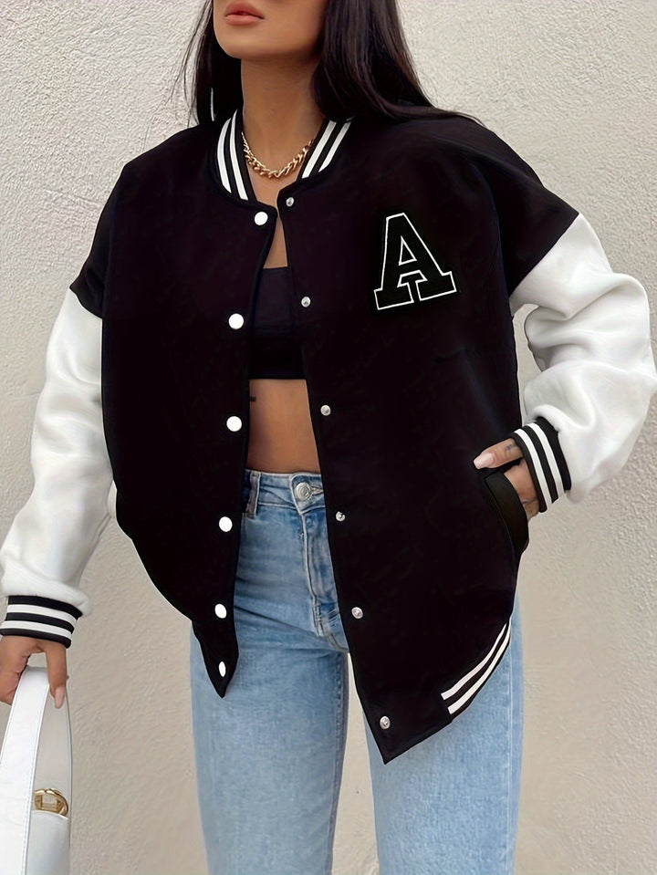Harper | Chaqueta bomber universitaria informal y extragrande para mujer