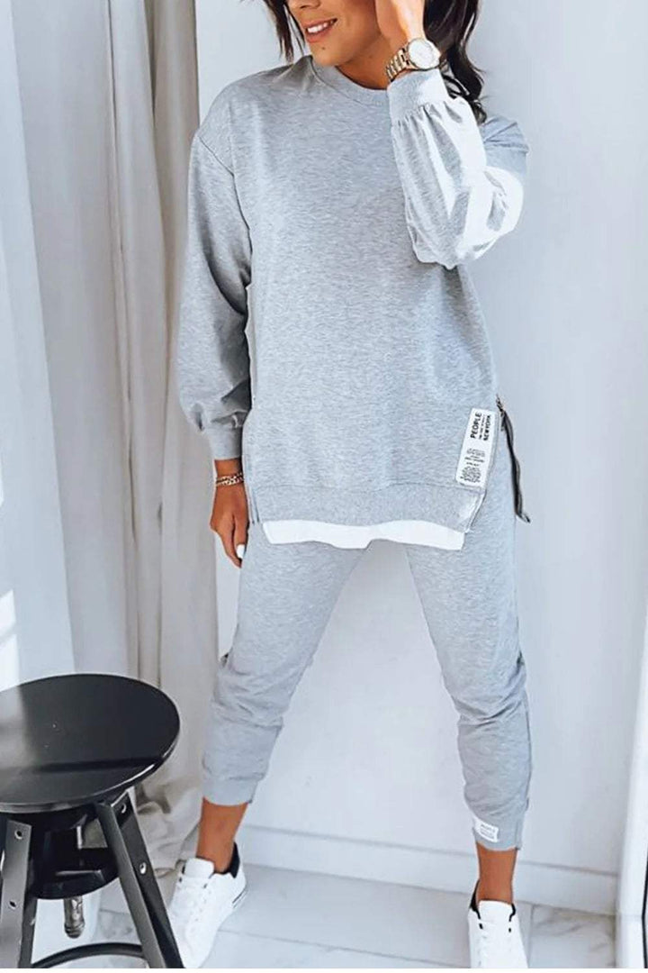 Women's Sweatshirt Long Sleeve Two-Piece Set – Grey