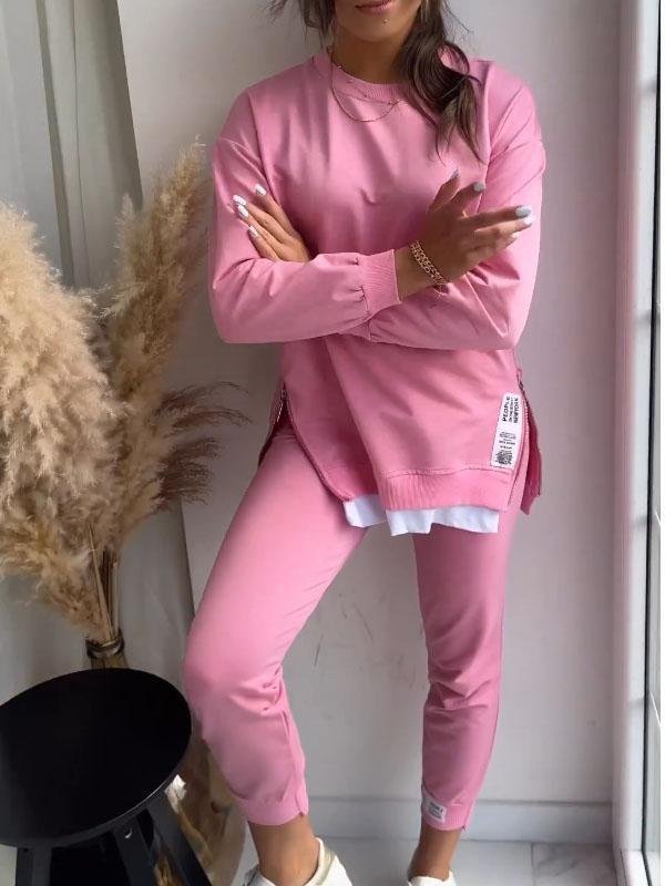 Women's Sweatshirt Long Sleeve Two-Piece Set – Pink