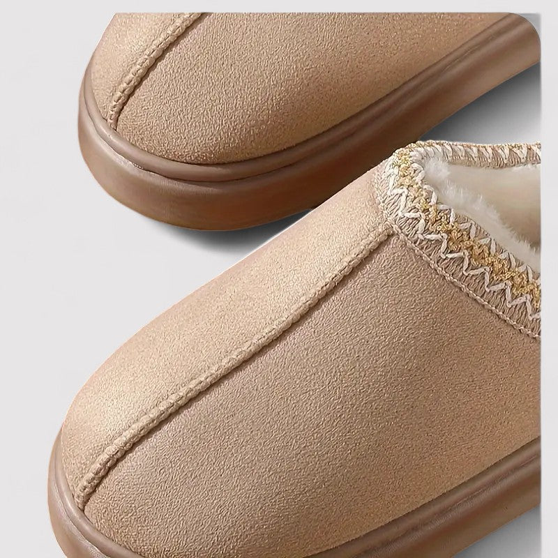 Chaussons d'intérieur à enfiler pour femme, doublés en matière moelleuse