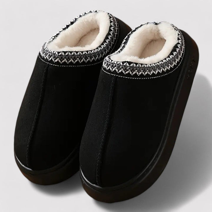 Chaussons d'intérieur à enfiler pour femme, doublés en matière moelleuse